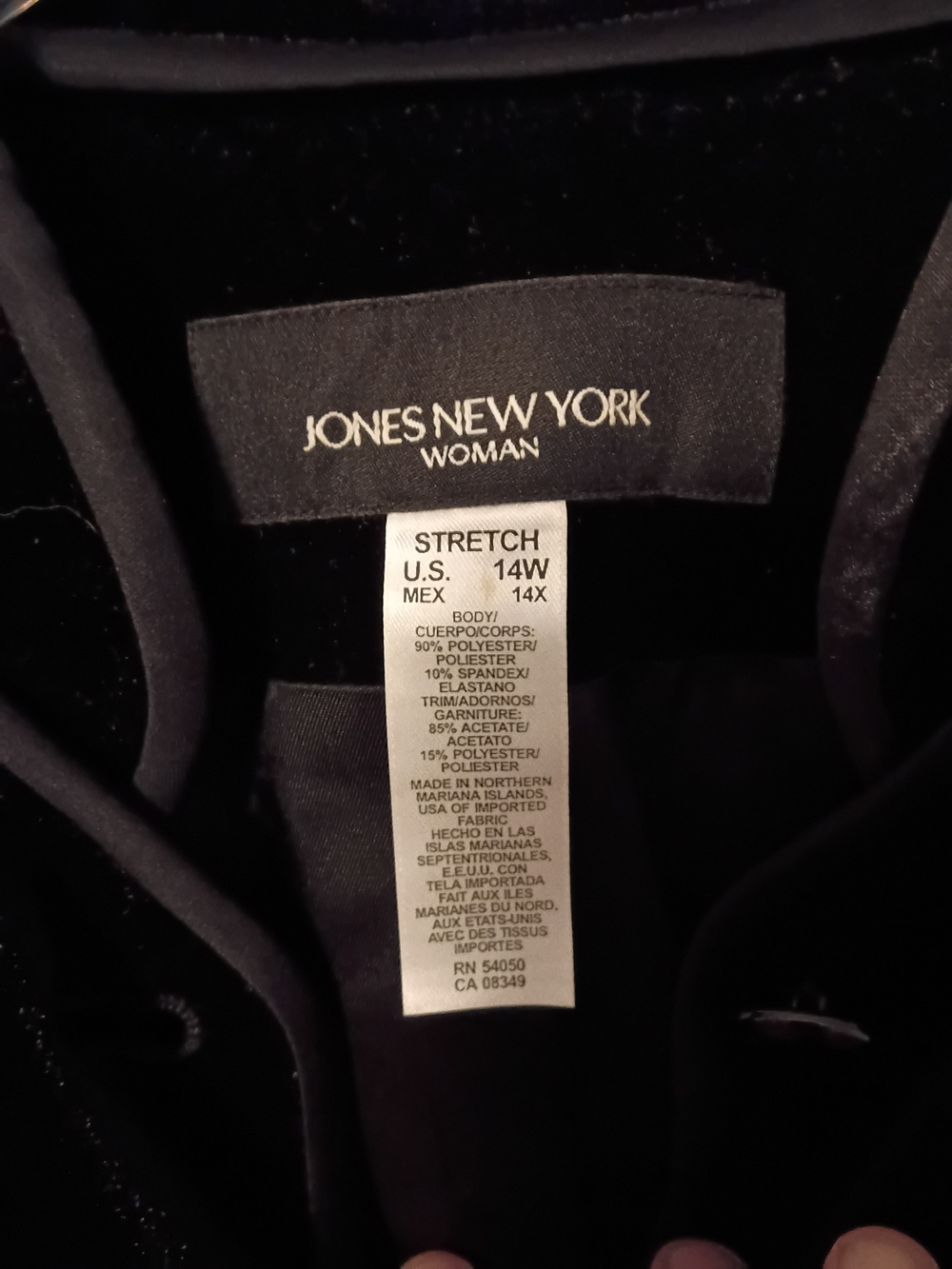 Jones New York Black Velvet Tailored Blazer - Picture 3 of 6